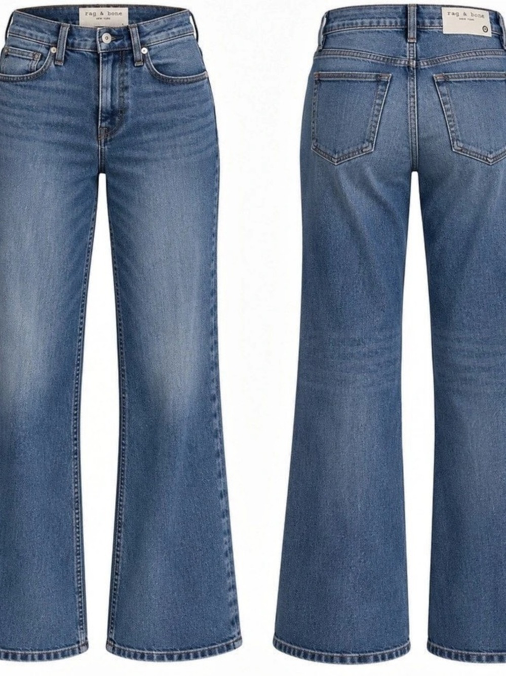 rag & bone Piper Mid-Rise Bootcut Full Length Allie Jean Piper Wide Leg